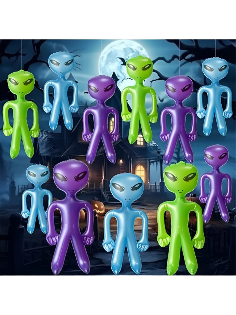 Haooryx Halloween Inflatable Alien Decor Blow Up Halloween Mini Balloon Toy